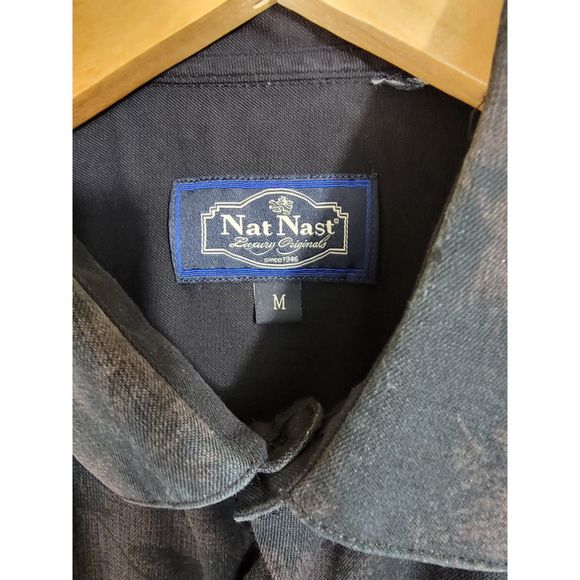 Black Palm Trees NAT NAST Silk Blend Short Sleeve Button Shirt - Medium - Picture 5 of 6